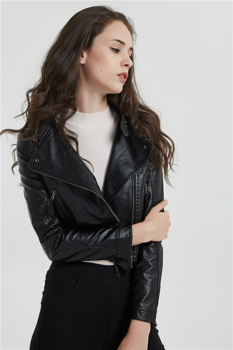 Casual Short Black Leather jacket