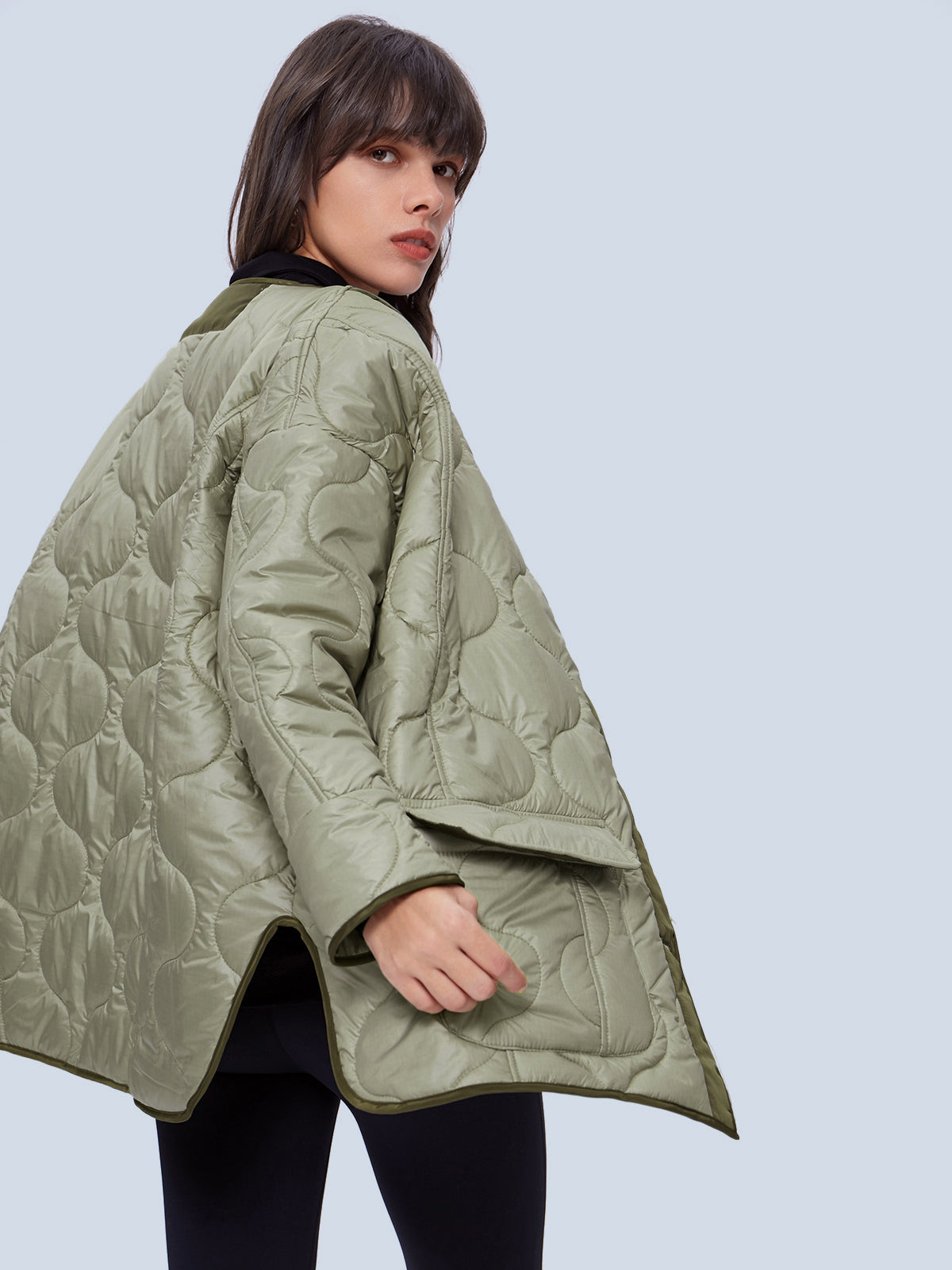 Green padded jacket for women