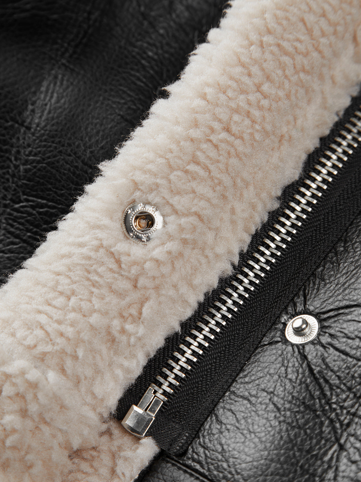 Leather jacket with fur for women