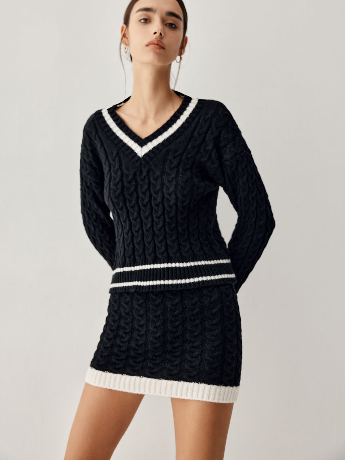 Vintage knitted sweater and skirt set