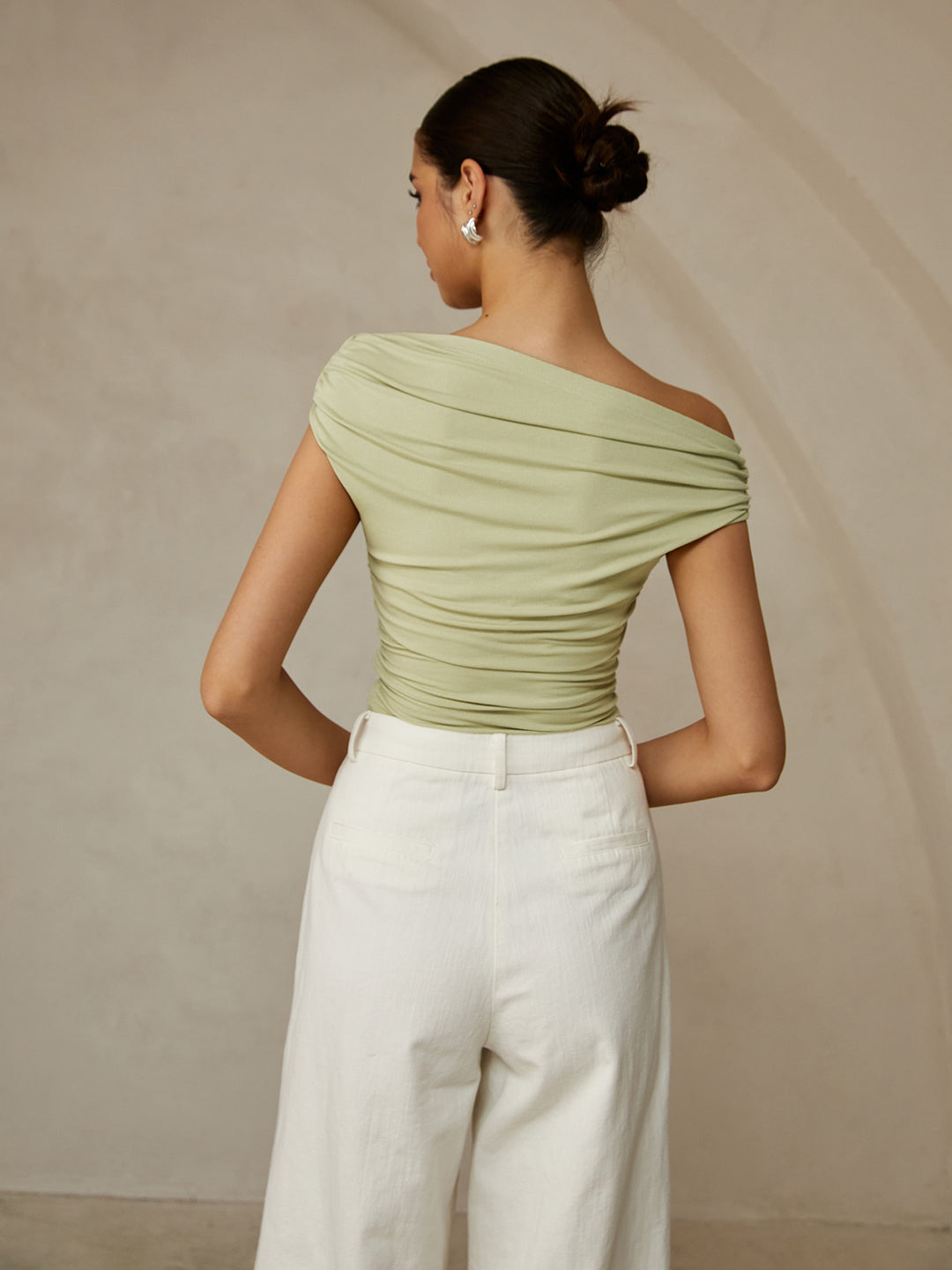 Sleeveless T-shirt With Asymmetrical Neckline