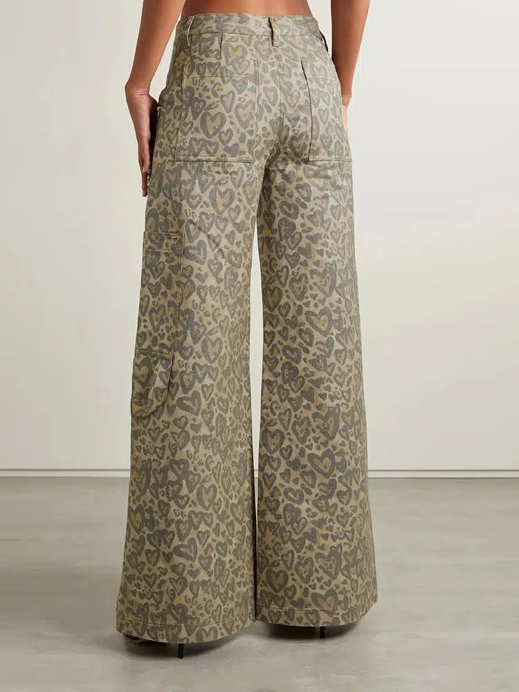 Leopard hollow retro jeans