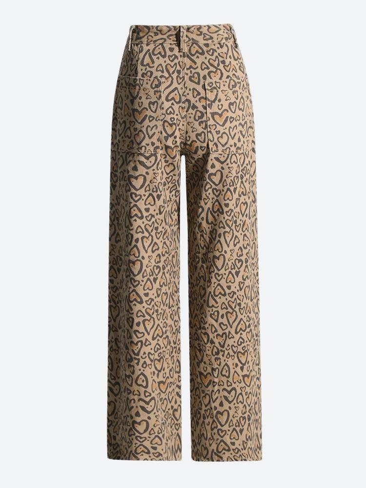 Leopard hollow retro jeans