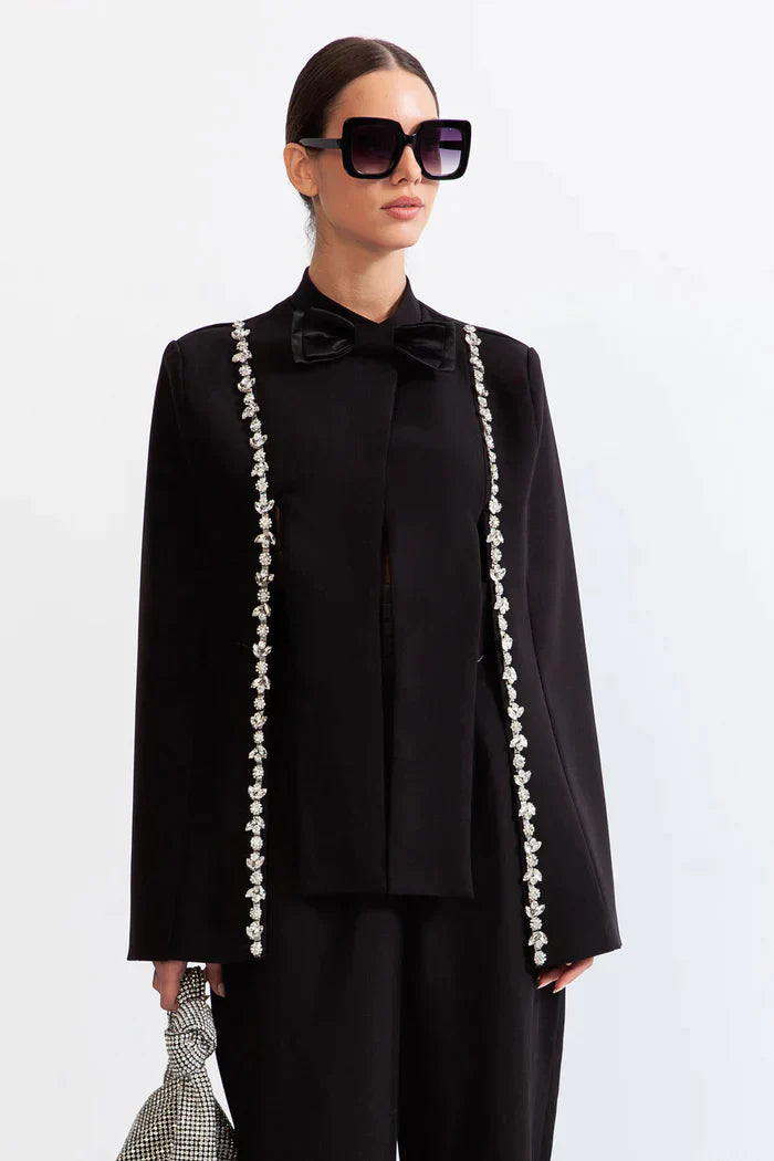 Black jewel tuxedo cape