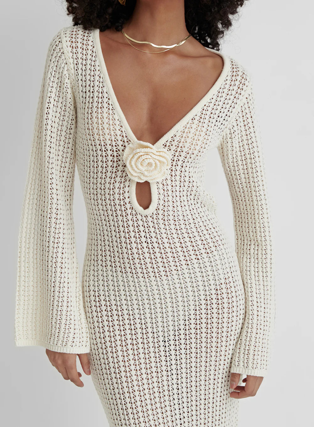 Backless Knitted Dress in Beige