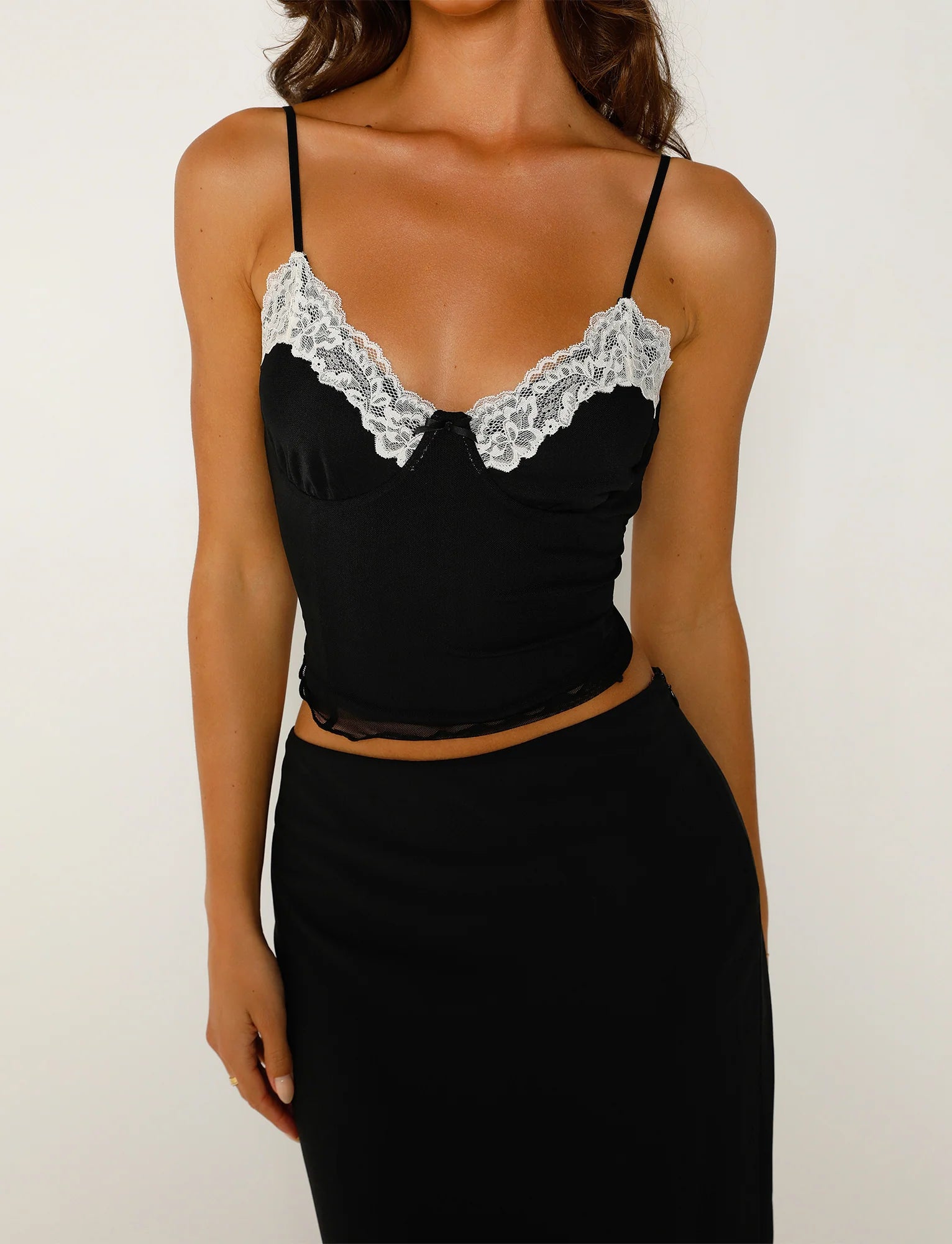 Vintage Lace Trim Crop Top