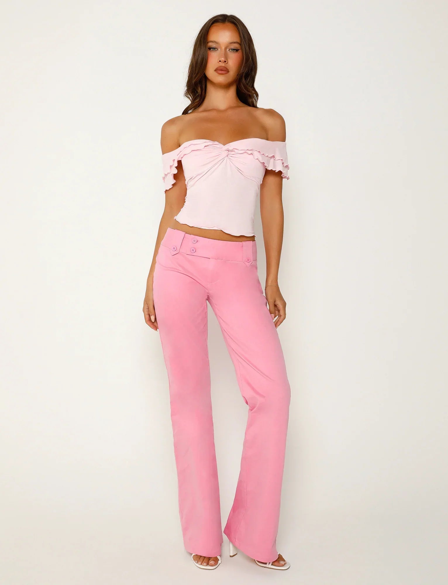 Textured twisted pink top with pants