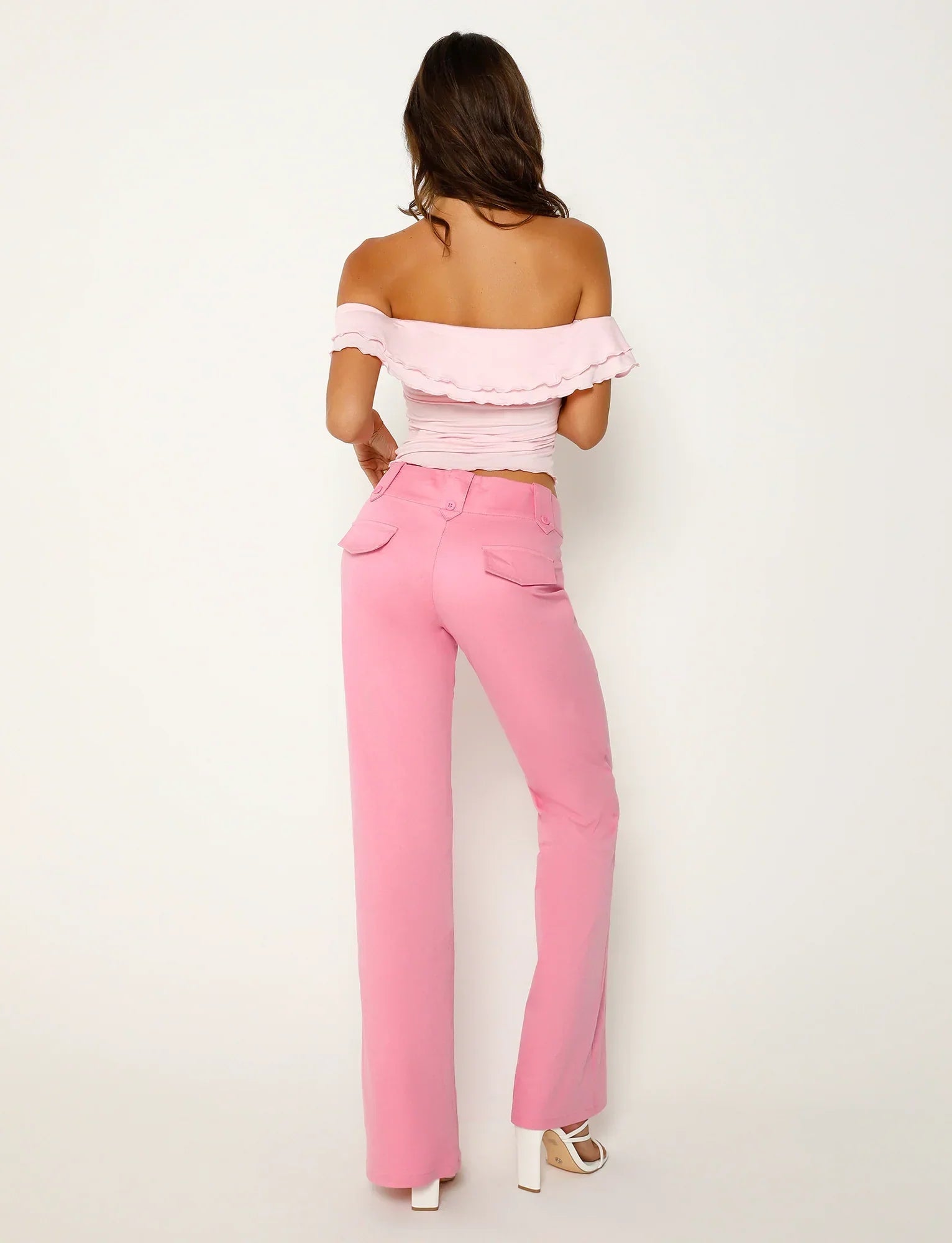 Textured twisted pink top with pants