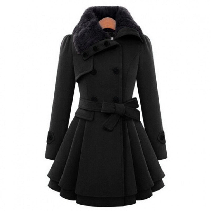 Elestria coat with fur collar