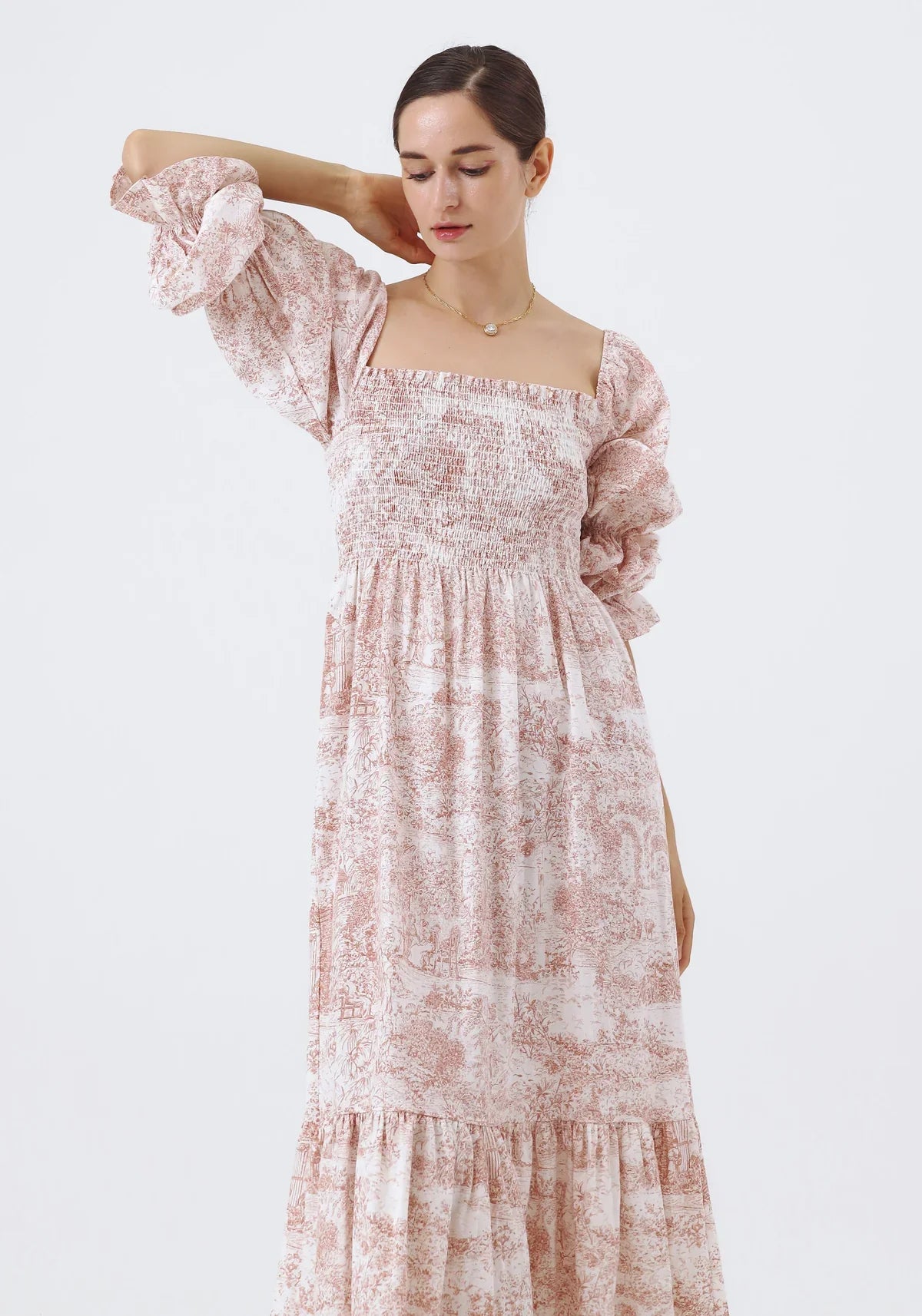 Chiffon dress with bell sleeves