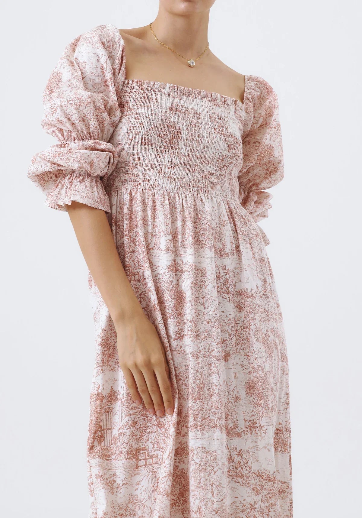 Chiffon dress with bell sleeves