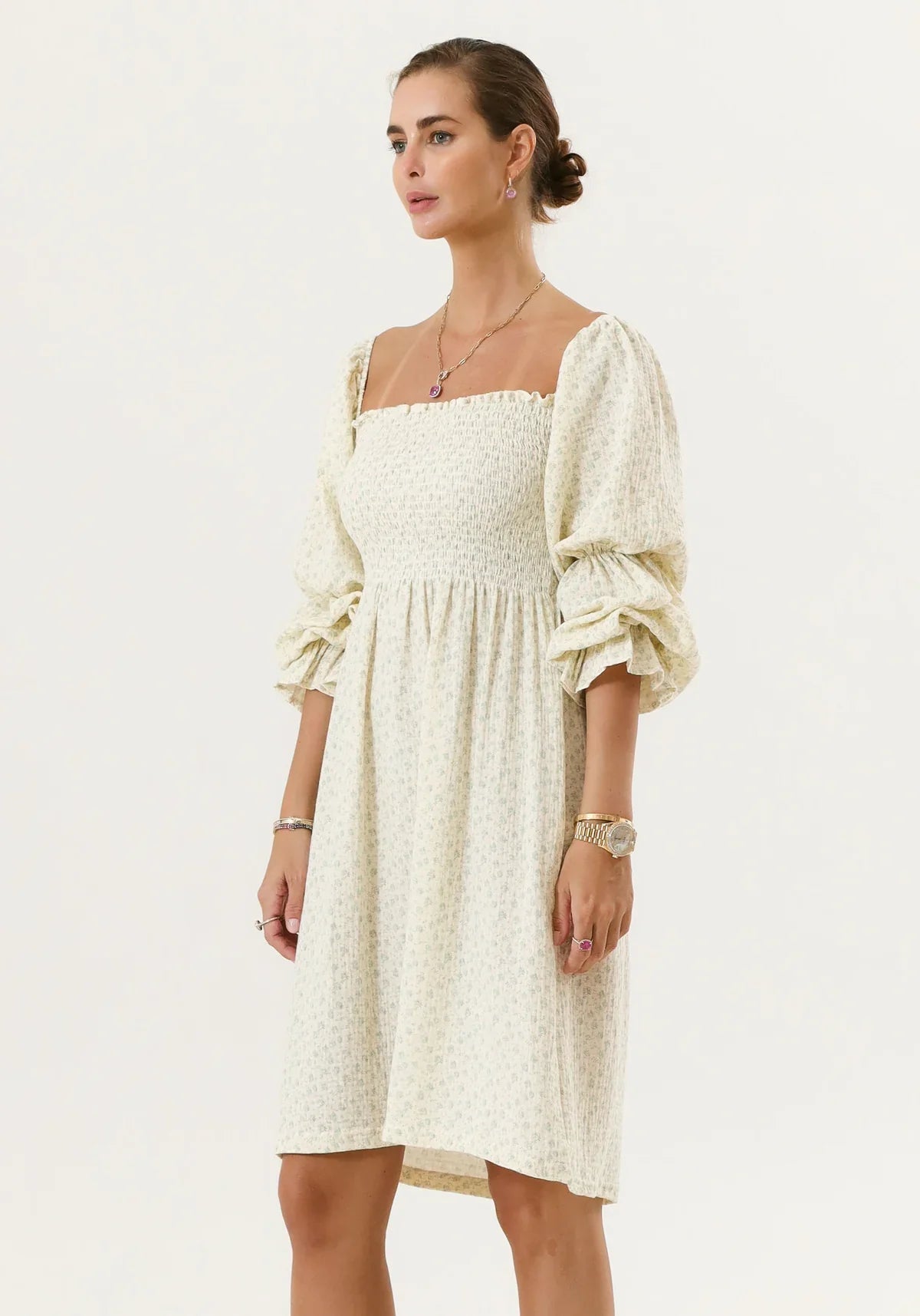 Chiffon dress with bell sleeves