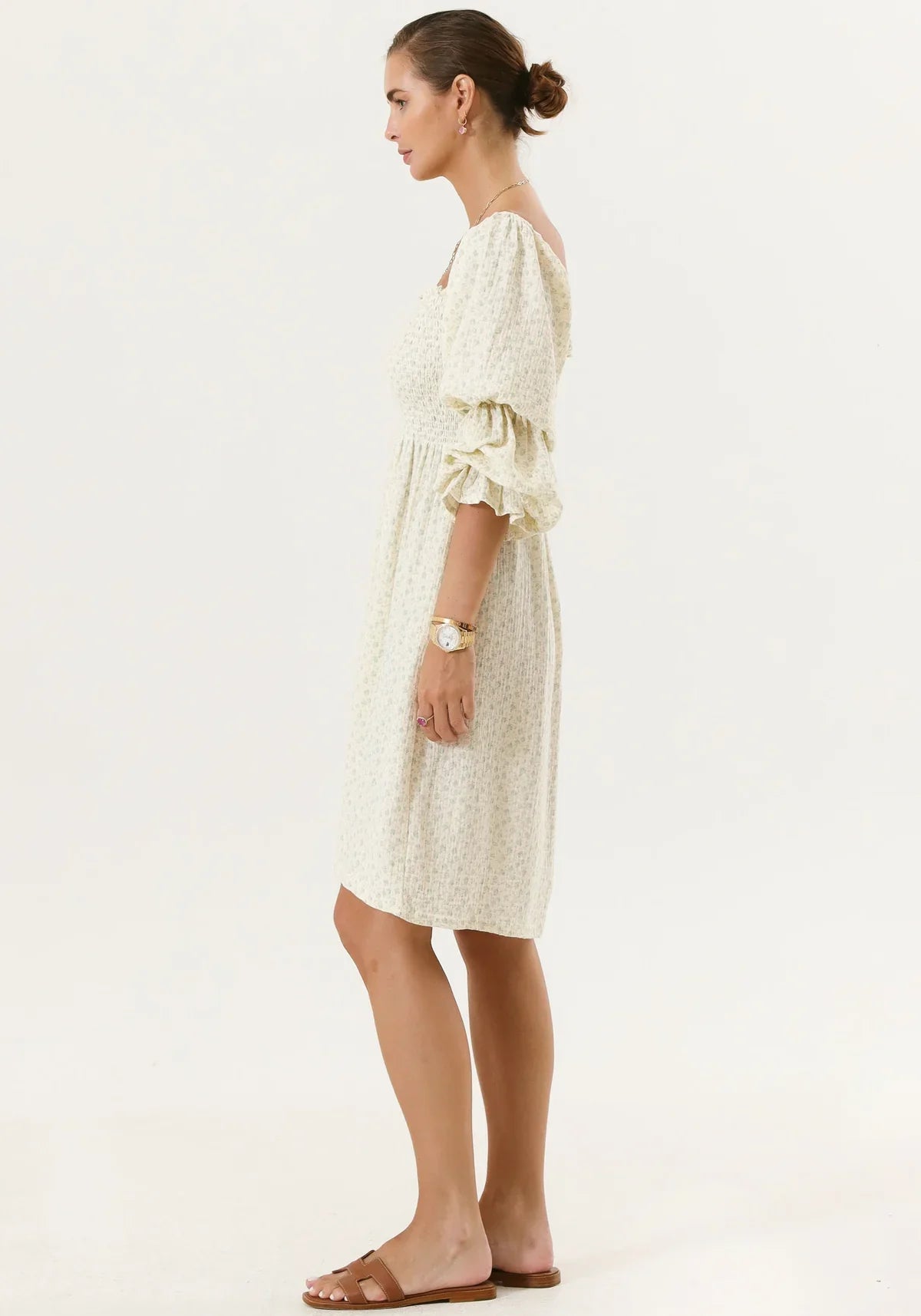 Chiffon dress with bell sleeves