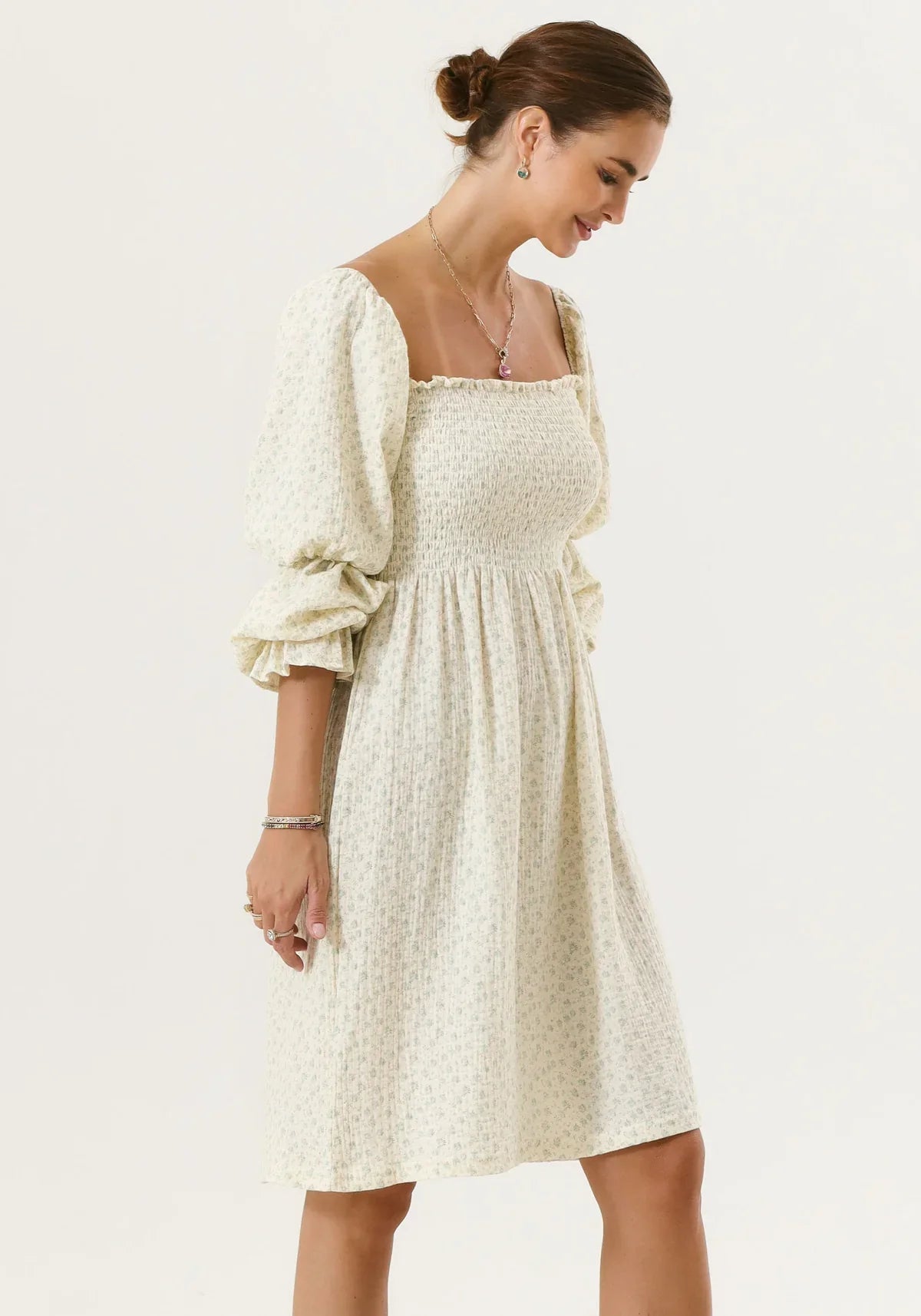 Chiffon dress with bell sleeves