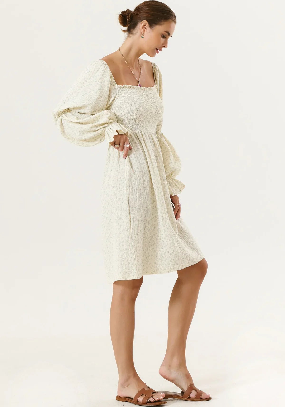 Chiffon dress with bell sleeves