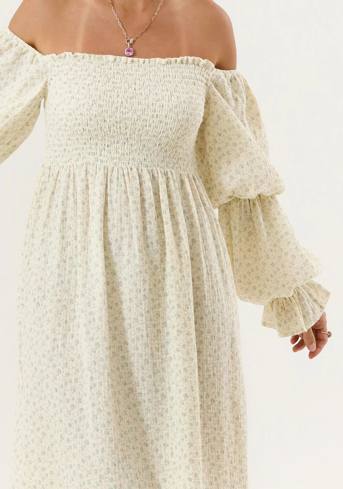 Chiffon dress with bell sleeves