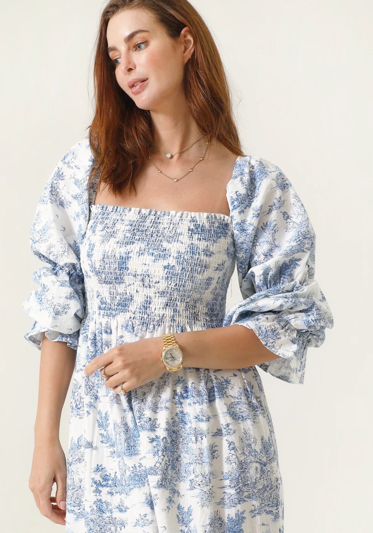 Chiffon dress with bell sleeves