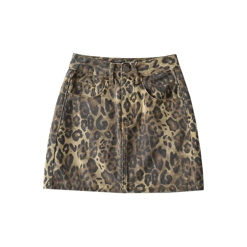 Leopard Print High Rise Mini Skirt