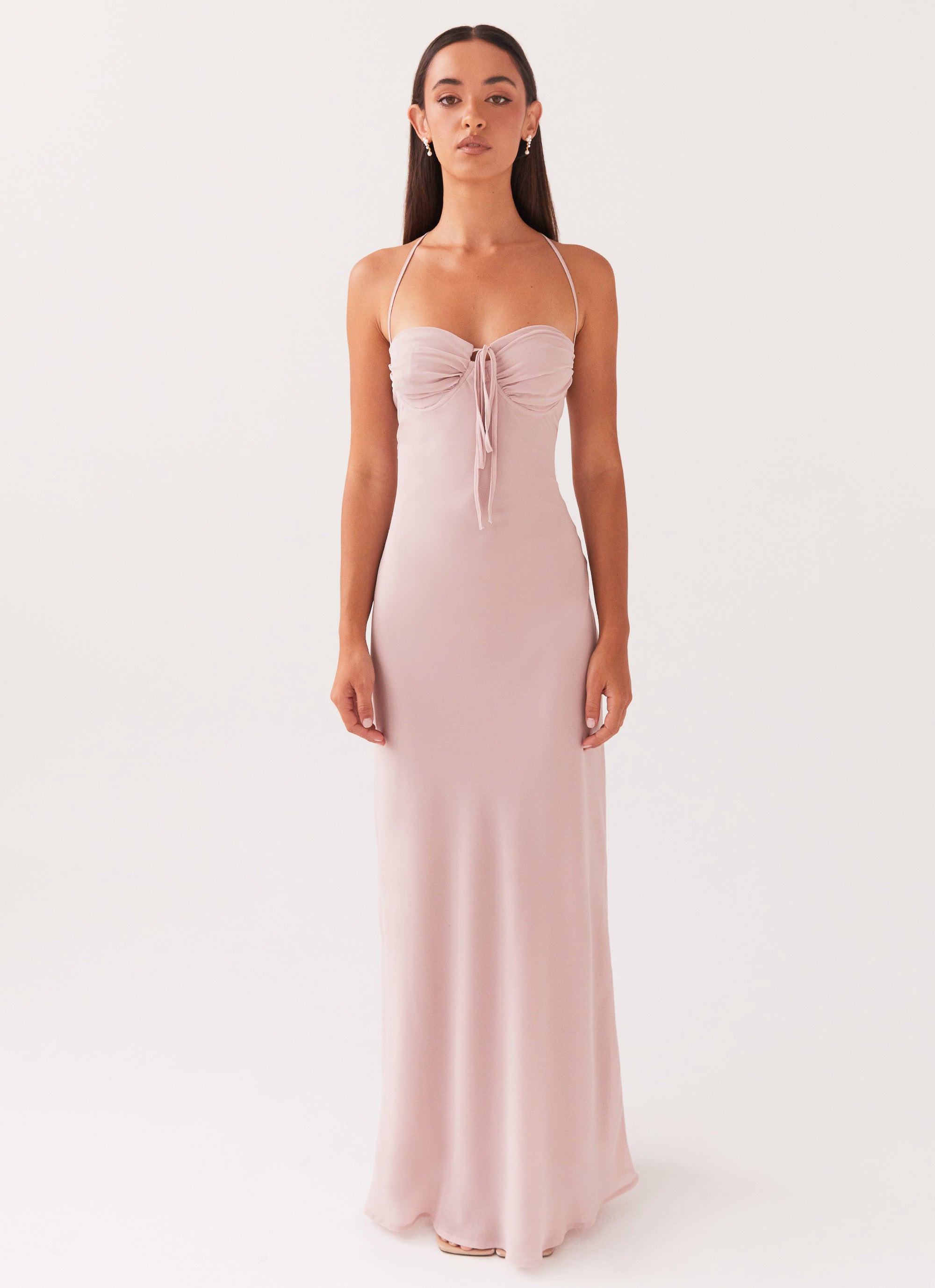 Pink Maxi Dress With Lace At The Back