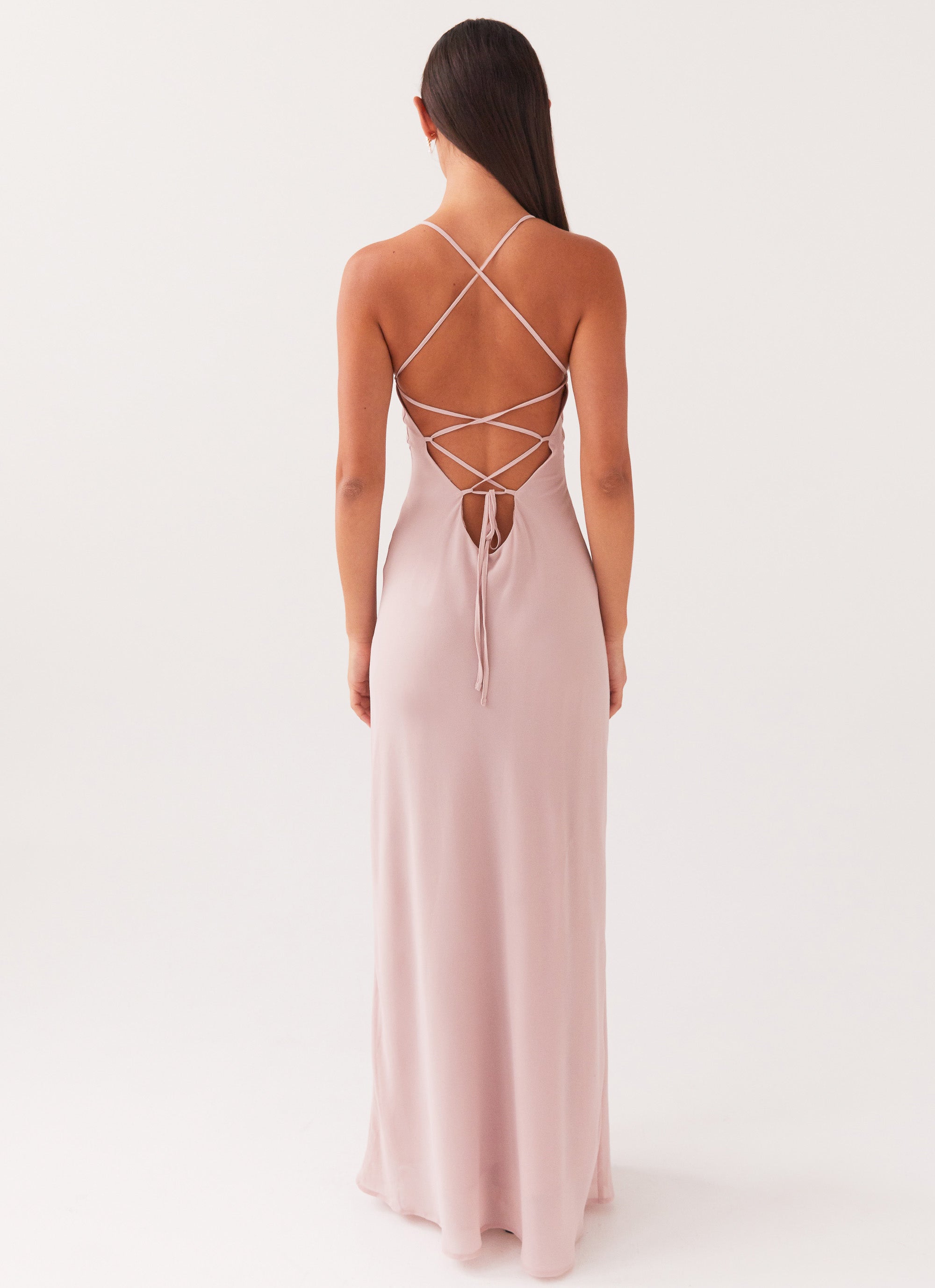 Pink Maxi Dress With Lace At The Back