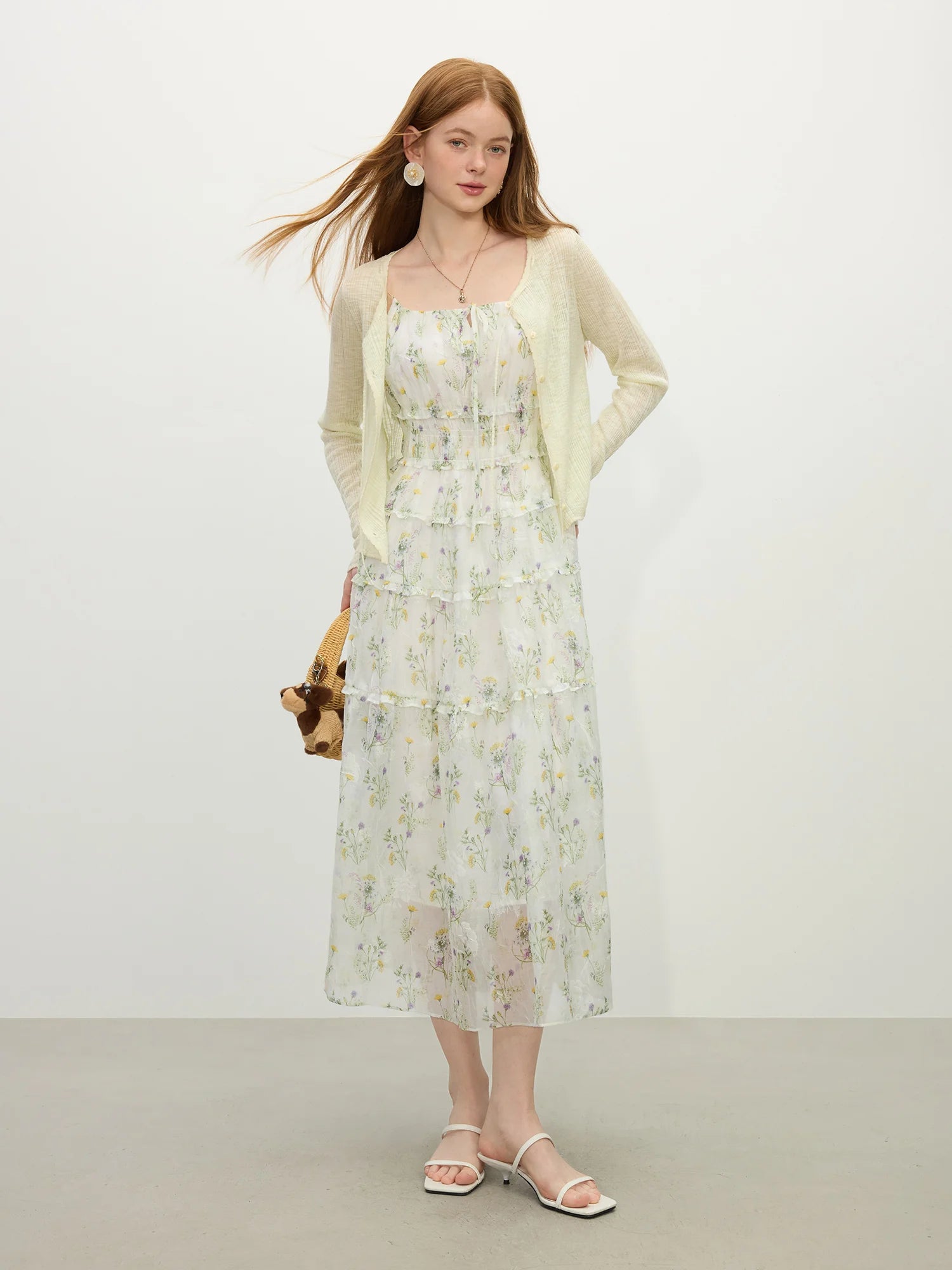 Summer Floral Chiffon Maxi Dress