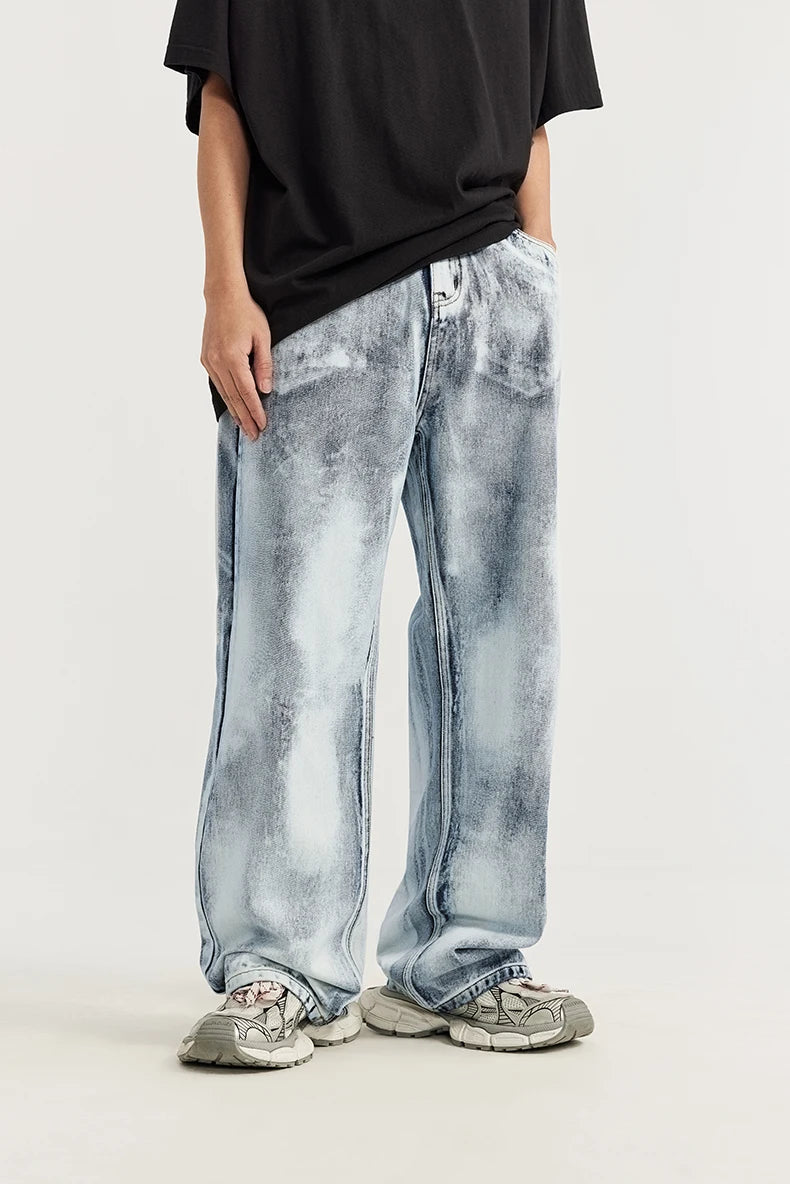 Gradient Dyed Washed Wide Leg Jeans