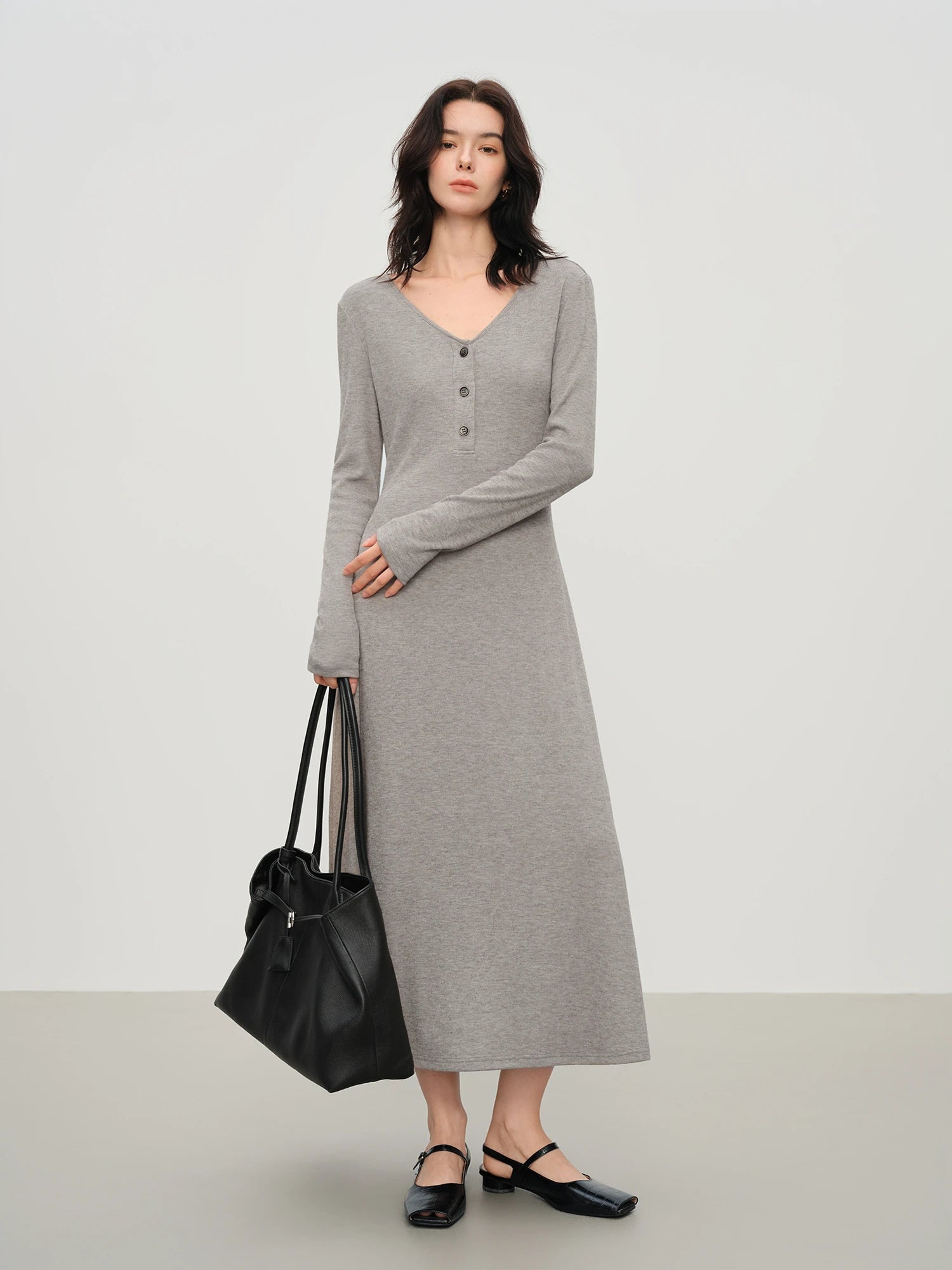 Slimming A-line Gray Dress