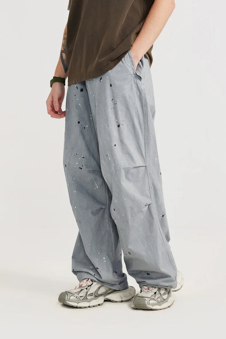 Washed Splashed Parachute Pants