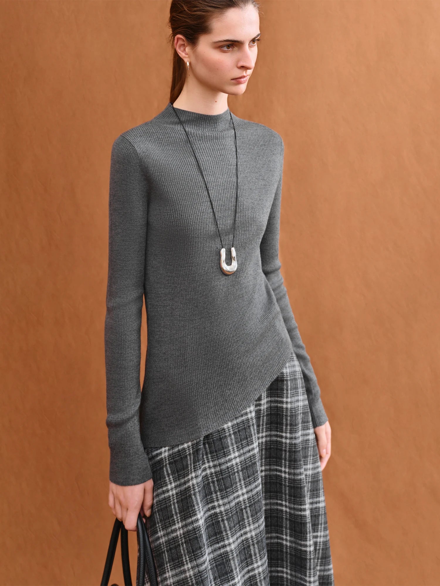 Asymmetric Knit Wool Sweater