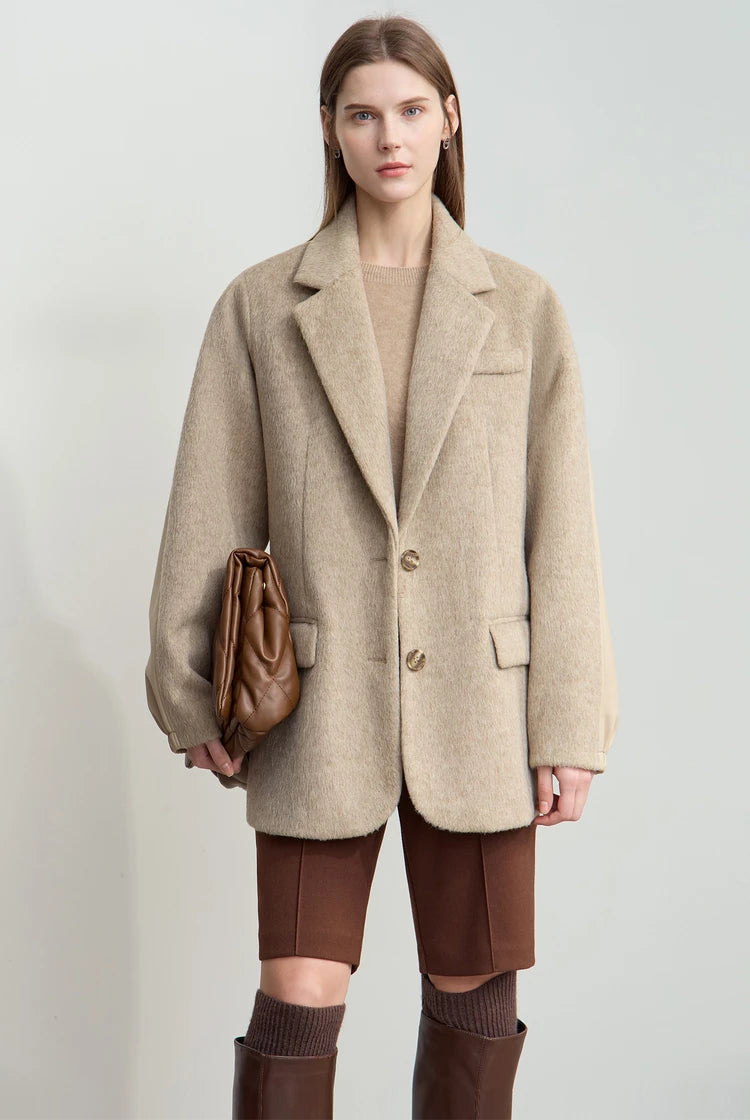 Short Camel Woolen Coat