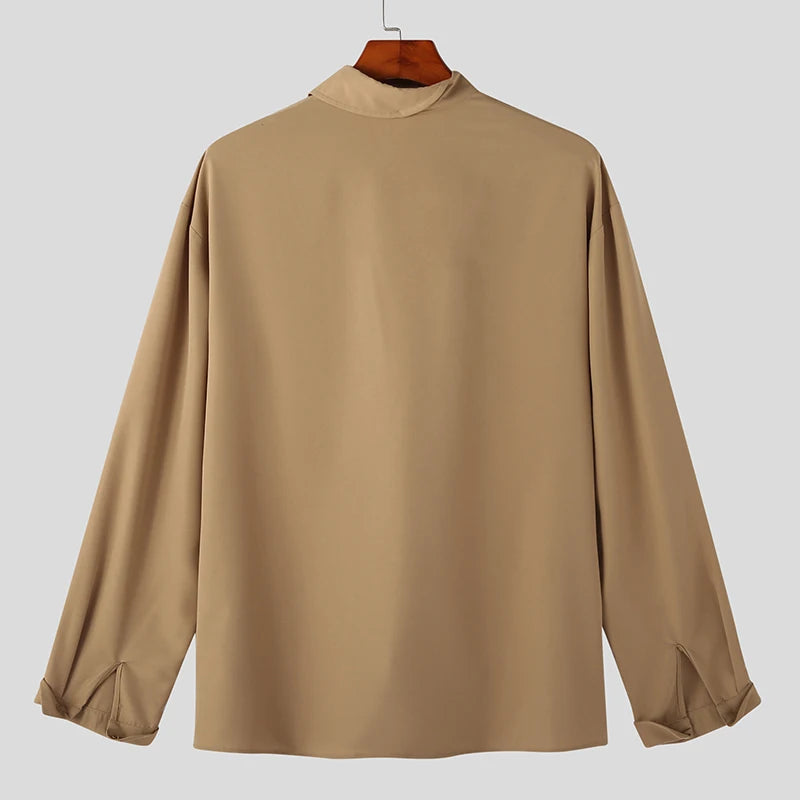 Stand Collar Loose Long Sleeve Shirt