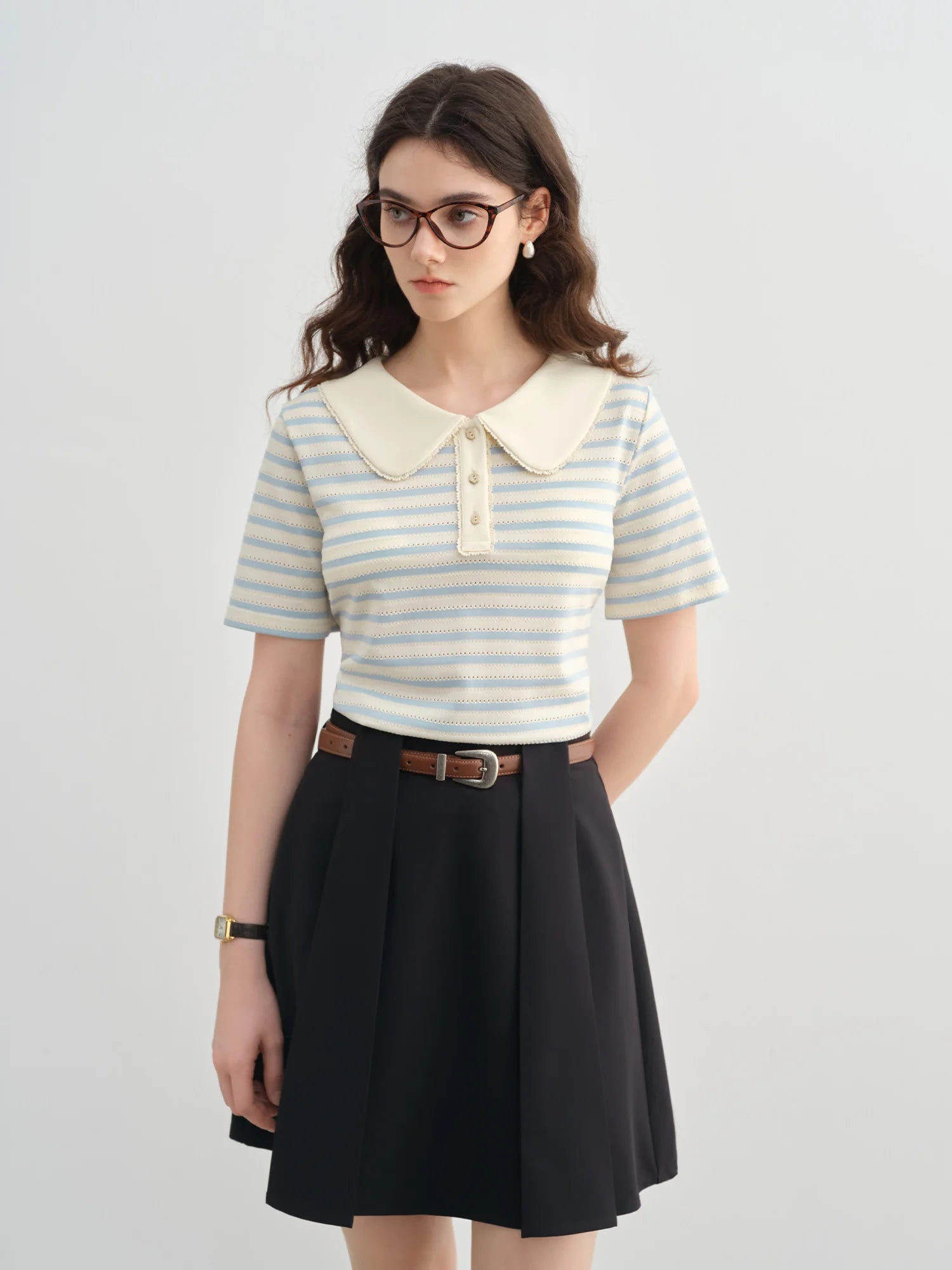 Striped Short-sleeved Polo T-shirt