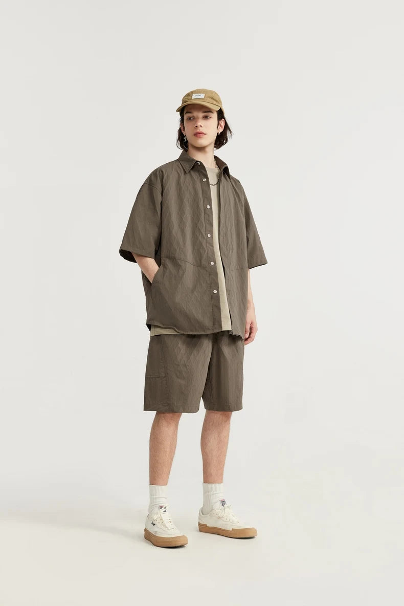 Cargo textured shirt with shorts