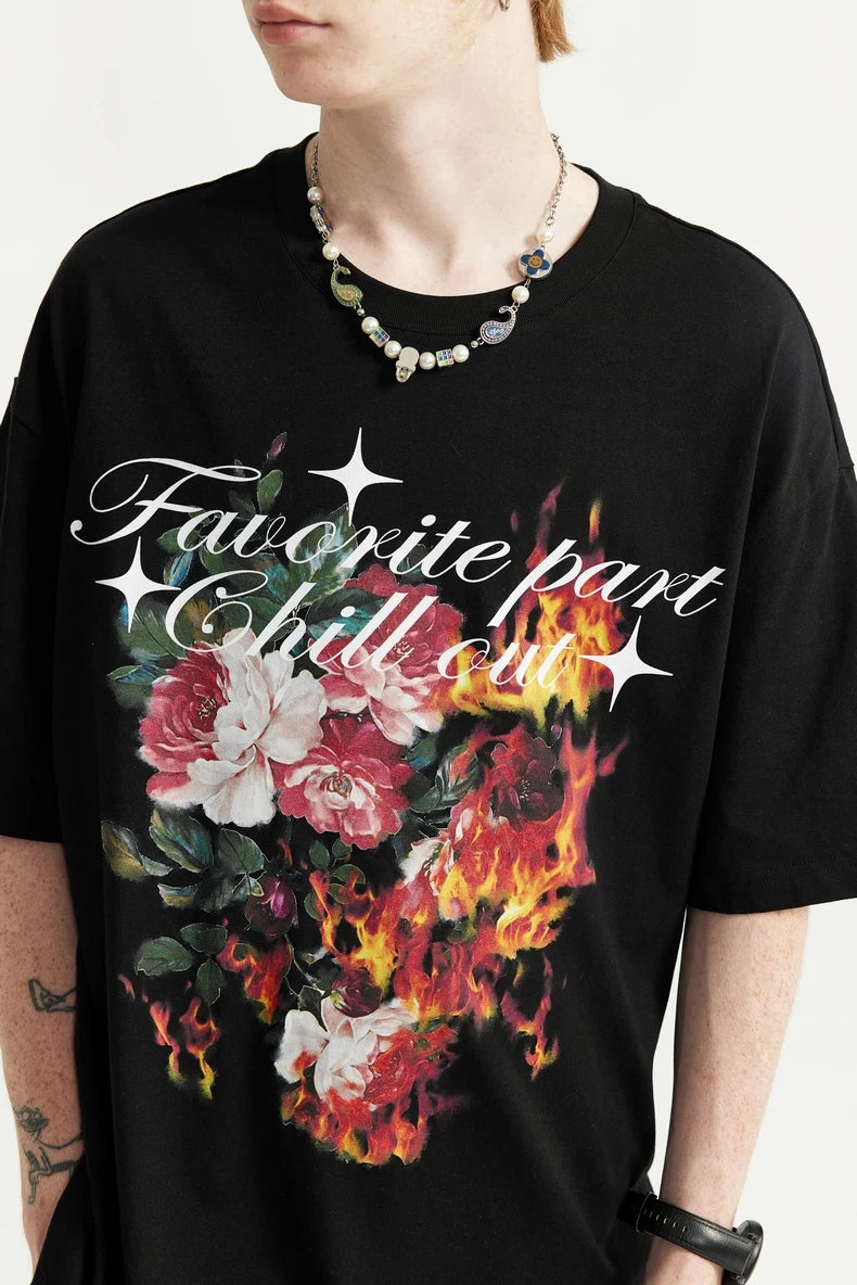 Flame Floral Printed T-shirt