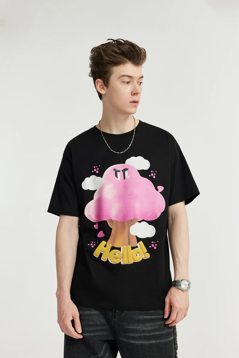 Mushroom Printed Drop Shoulder T Shirt