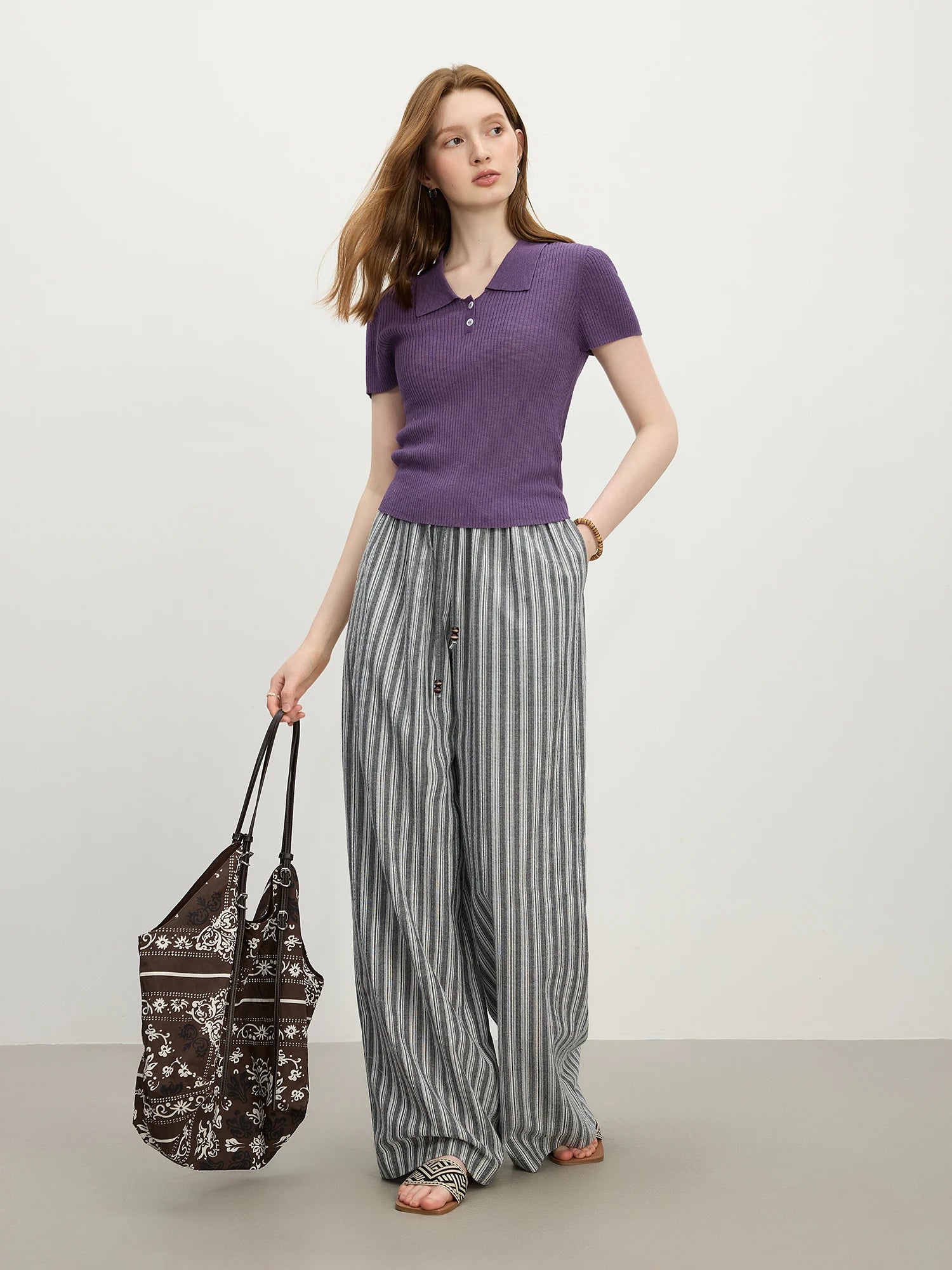 High Waist Loose Drape Straight Pants
