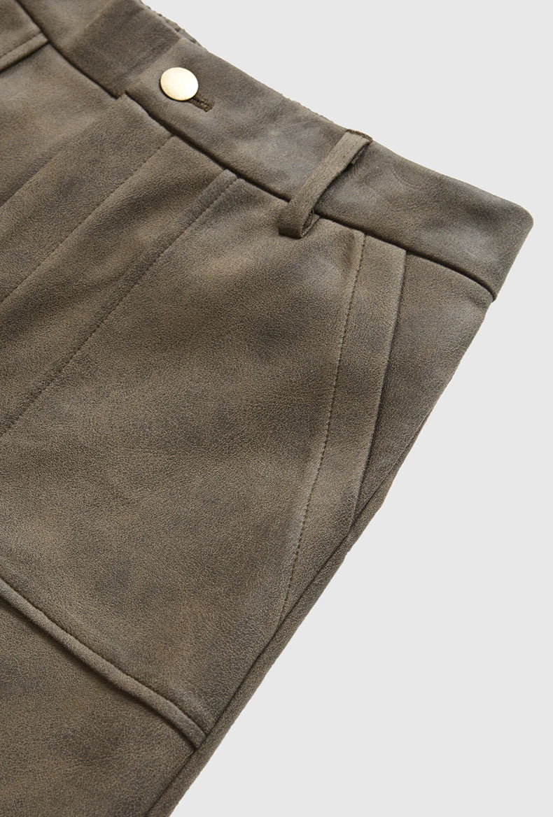 Vintage Distressed Suede Cargo Pants