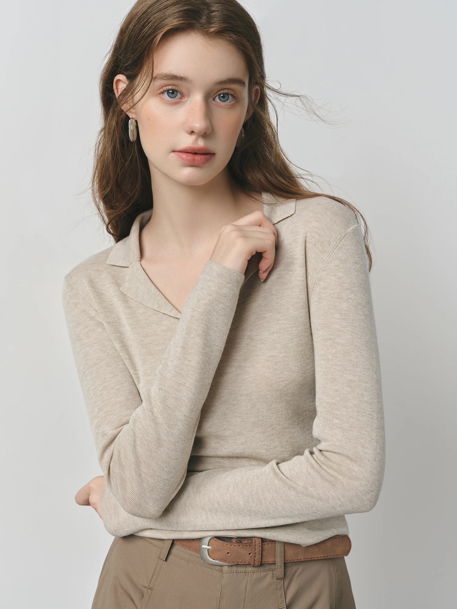 Casual Minimalist Long Sleeve Top