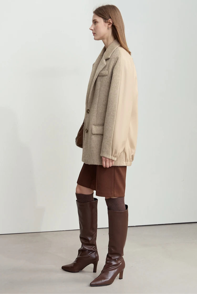 Short Camel Woolen Coat