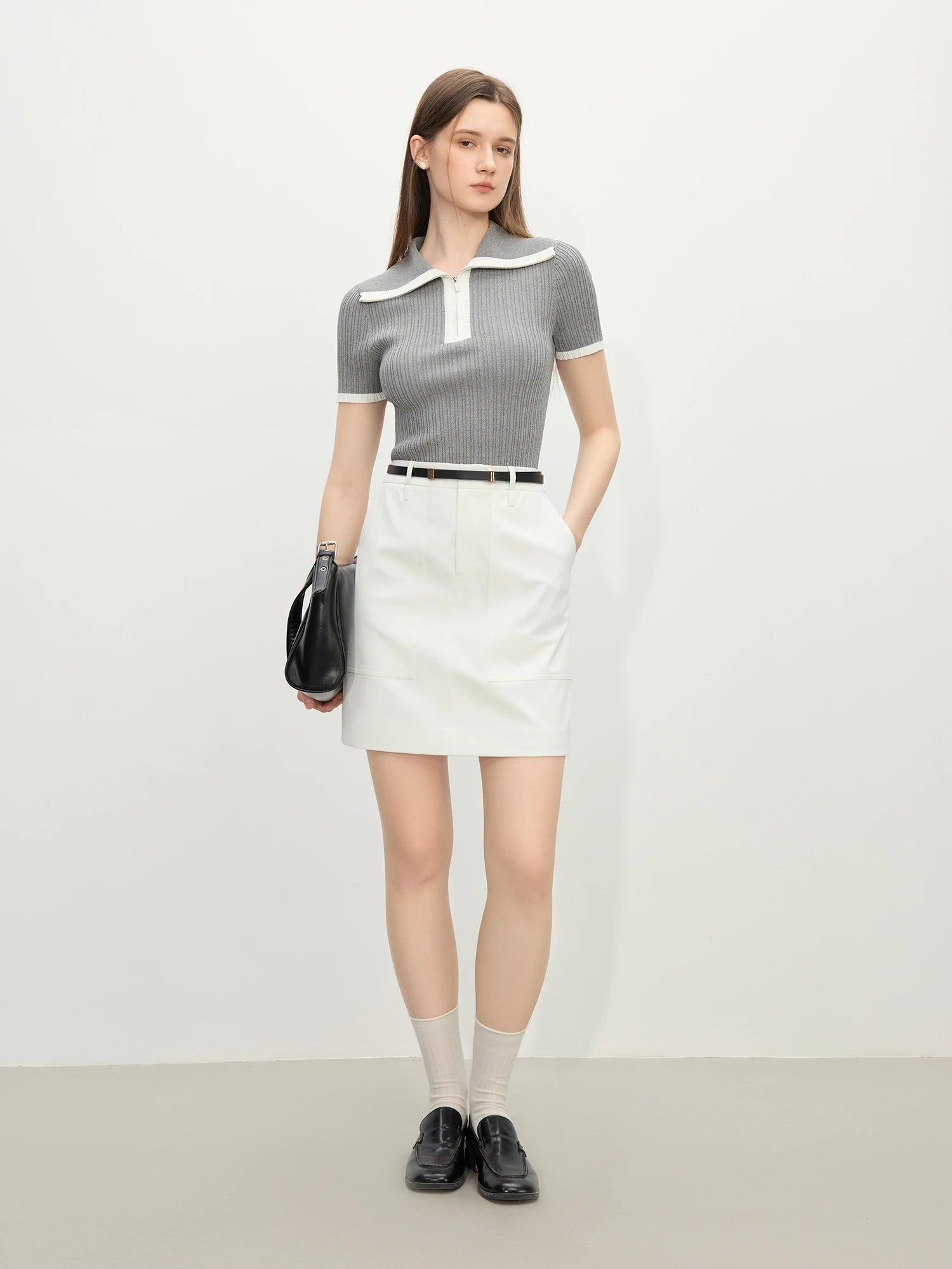 Short-sleeved Knitted Stripe T-shirt