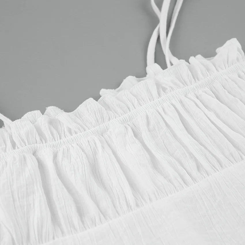 Summer Lace Up White Dress