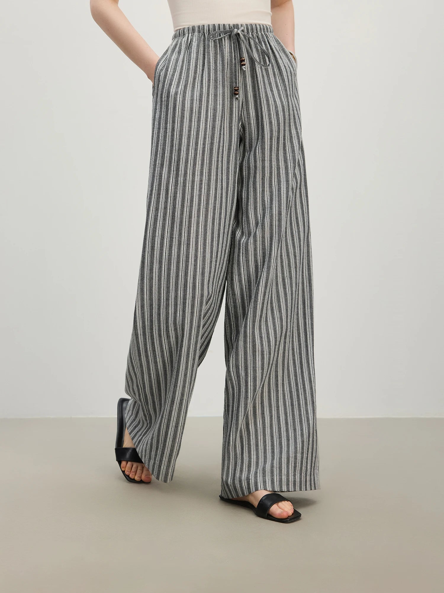 High Waist Loose Drape Straight Pants