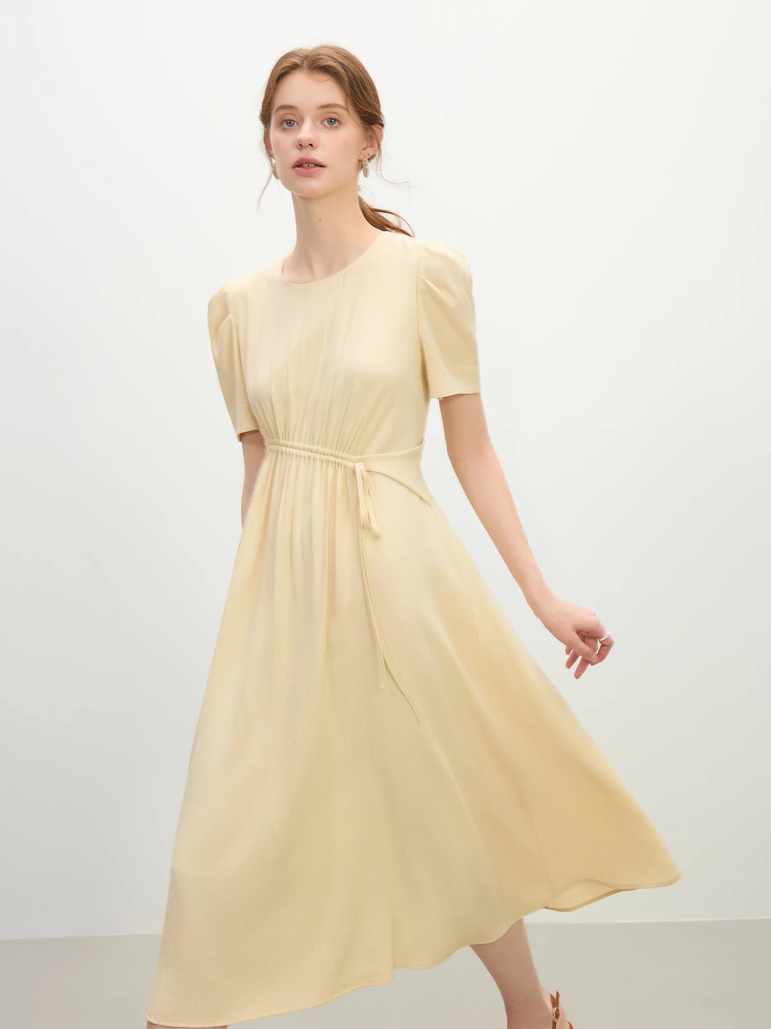 Chic Design Beige Midi Dress
