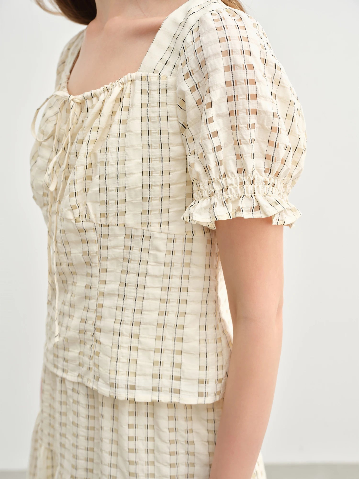 Texture French Fashion Beige Top and Skirt