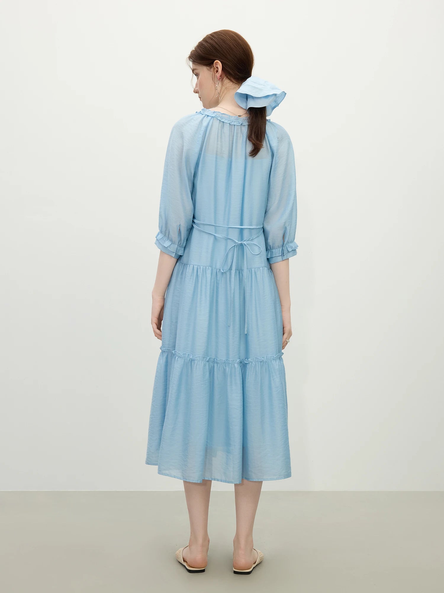 Summer Loose Light Blue Midi Dress