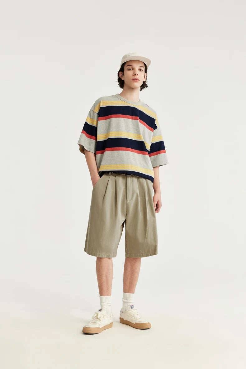 Cropped Pleated Suit Shorts