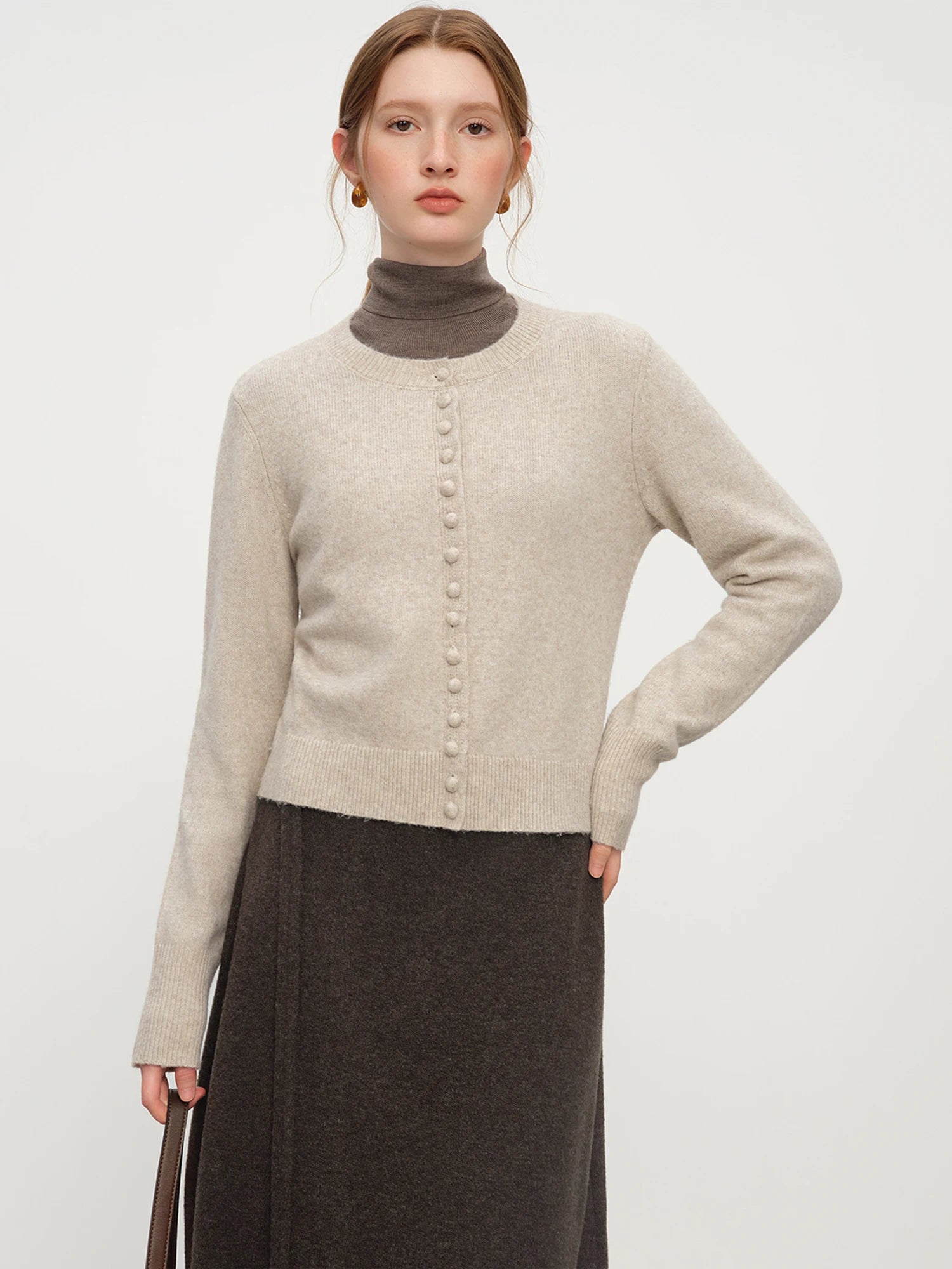 Blend Knit Cardigan With Wool Buttons