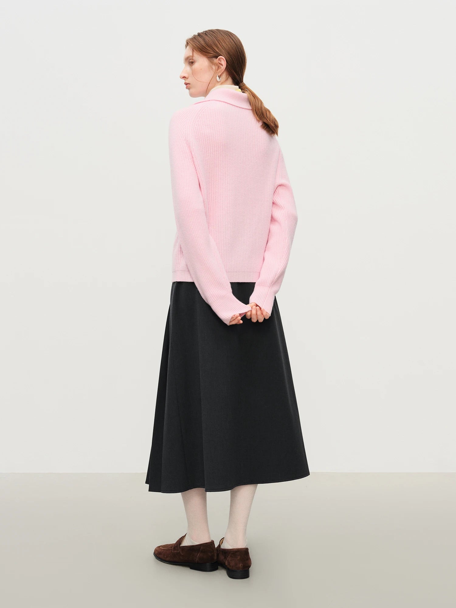 Loose Fit Wool Blend Knit Zipper Sweater