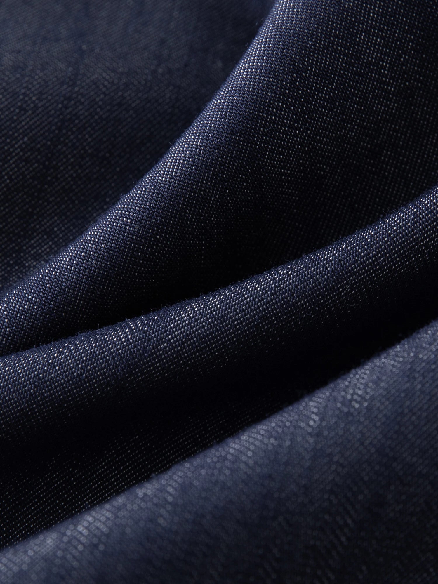 Square Neck Dark Blue Blouse and Relaxed Wide-Leg Trousers Set