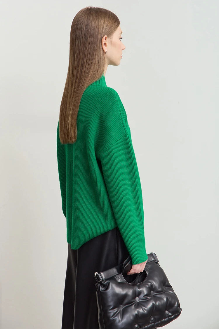 Knitted Crossed Turtleneck Sweater